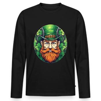 St. Patrick's Day Kleeblatt Kobold - Männer Premium Bio Langarmshirt - Schwarz - Vorne - Nico (187cm)
