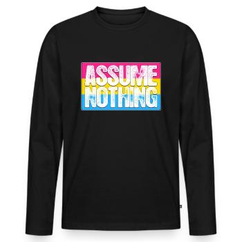 Assume Nothing Pansexual Pride Flag - Men's Premium Organic Long Sleeve Shirt - black - Front - Nico (187cm)