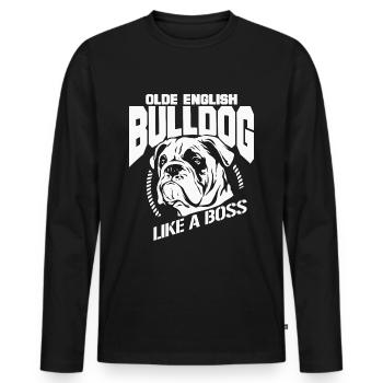 Olde English Bulldog Dog Gift - Men's Premium Organic Long Sleeve Shirt - black - Front - Nico (187cm)