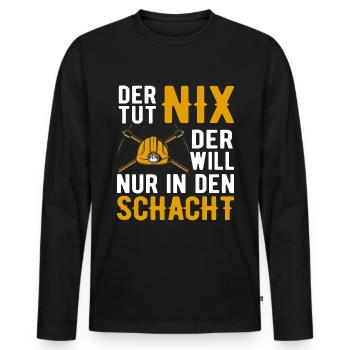 Bergbau Bergmann Ruhrpott Kumpel Bergmänner - Männer Premium Bio Langarmshirt - Schwarz - Vorne - Nico (187cm)