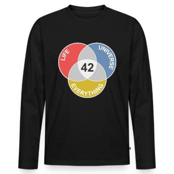 42 ist die Antwort für Leben, Universum und alles - Männer Premium Bio Langarmshirt - Schwarz - Vorne - Nico (187cm)