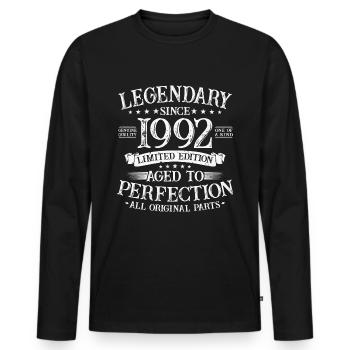 Legendary since 1992 vintage birthday gift - Men's Premium Organic Long Sleeve Shirt - black - Front - Nico (187cm)