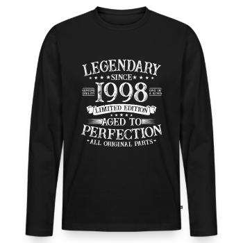 Legendary since 1998 vintage birthday gift - Men's Premium Organic Long Sleeve Shirt - black - Front - Nico (187cm)