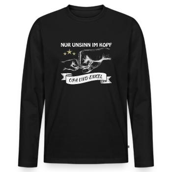 Opa und Enkel - Nur Unsinn im Kopf - Männer Premium Bio Langarmshirt - Schwarz - Vorne - Nico (187cm)