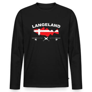Langeland Angeln Dänemark Dorsch - Männer Premium Bio Langarmshirt - Schwarz - Vorne - Nico (187cm)