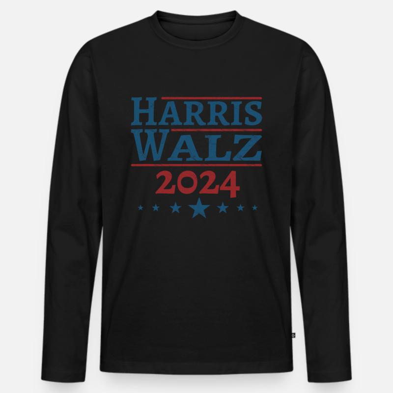 Harris Walz 2024 - Männer Premium Bio Langarmshirt - Schwarz