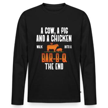 BBQ Quote Design - Cadeau du maître du barbecue - T-shirt manches longues Premium bio Homme - noir - Devant - Nico (187cm)