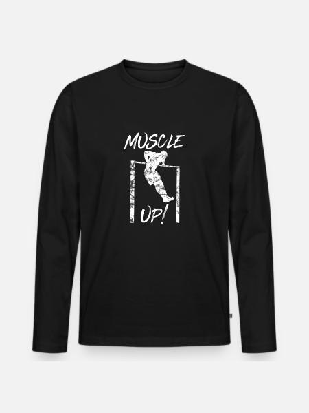 Muscle Up Calisthenics Street Workout Fitness Park - Ekologisk långärmad premium-T-shirt herr - svart