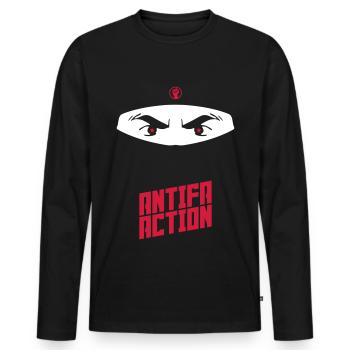Antifa Action - Ninja - Men's Premium Organic Long Sleeve Shirt - black - Front - Nico (187cm)
