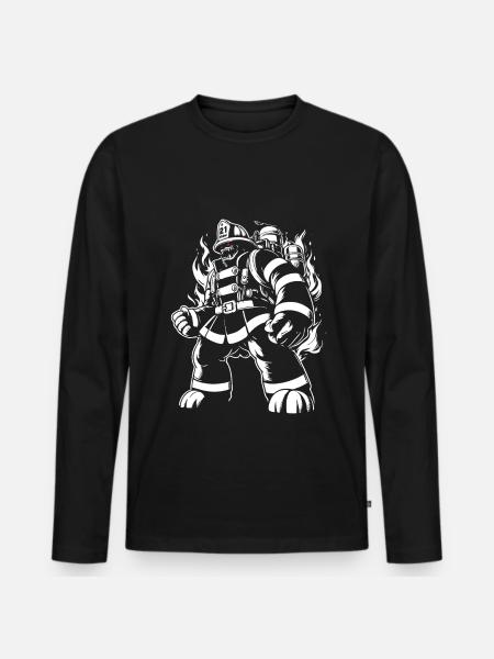 Pompier monstre - T-shirt manches longues Premium bio Homme - noir