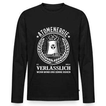 Atomenergie verlässlich wenn wind und sonne ruhen - Männer Premium Bio Langarmshirt - Schwarz - Vorne - Nico (187cm)