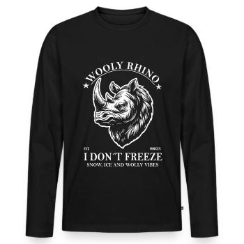 Wollnashorn - Ich friere nicht und Eiszeit Design - Männer Premium Bio Langarmshirt - Schwarz - Vorne - Nico (187cm)
