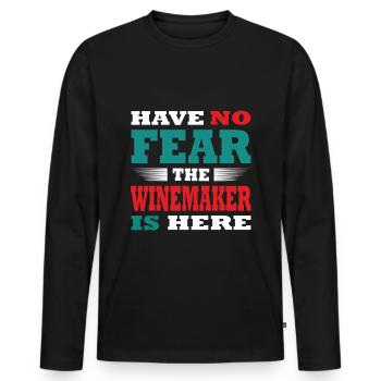 Have no Fear the Winzer is here Outfit - Männer Premium Bio Langarmshirt - Schwarz - Vorne - Nico (187cm)