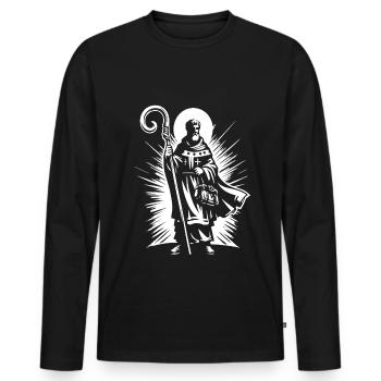 Saint-Nicolas – Design classique - T-shirt manches longues Premium bio Homme - noir - Devant - Nico (187cm)
