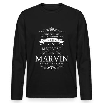 His Majesty the Marvin enters the room - Men's Premium Organic Long Sleeve Shirt - black - Front - Nico (187cm)