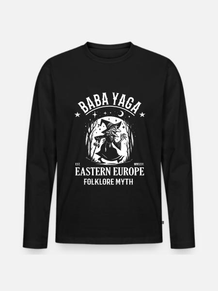 Funny Baba Yaga – witch fun from the fairy tale - Men's Premium Organic Long Sleeve Shirt - black