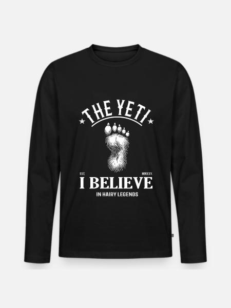 Yeti Design – Large Footprint - Men's Premium Organic Long Sleeve Shirt - black