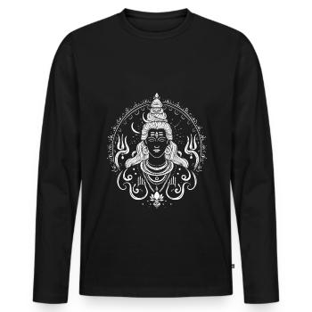 Shiva Design – Spiritual Power - Men's Premium Organic Long Sleeve Shirt - black - Front - Nico (187cm)
