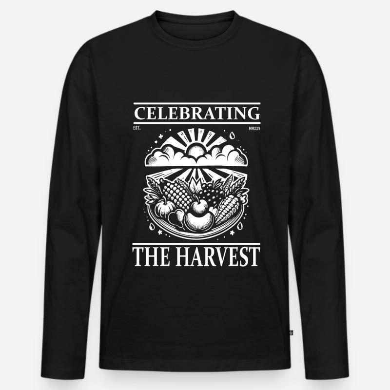Erntedank Design – Celebrating the Harvest - Männer Premium Bio Langarmshirt - Schwarz