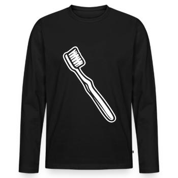Toothbrush Design – Clean & Fun - Men's Premium Organic Long Sleeve Shirt - black - Front - Nico (187cm)