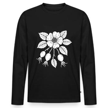 Rosehip Design – Natural & Fruity - Men's Premium Organic Long Sleeve Shirt - black - Front - Nico (187cm)