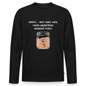 Sauerteig, backen, Brot, Sauerteigbrot, Anstellgut - Männer Premium Bio Langarmshirt - Schwarz - Vorne - Nico (187cm)