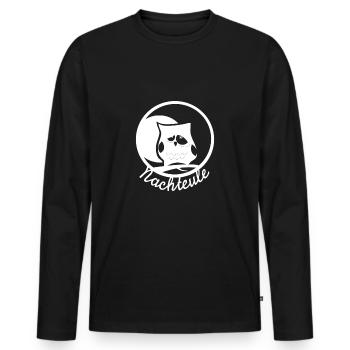 NACHTEULE (w) - Männer Premium Bio Langarmshirt - Schwarz - Vorne - Nico (187cm)