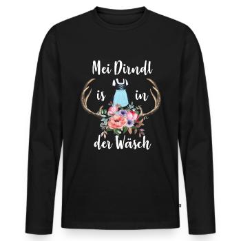 Mon Dirndl est dans la lessive - T-shirt manches longues Premium bio Homme - noir - Devant - Nico (187cm)