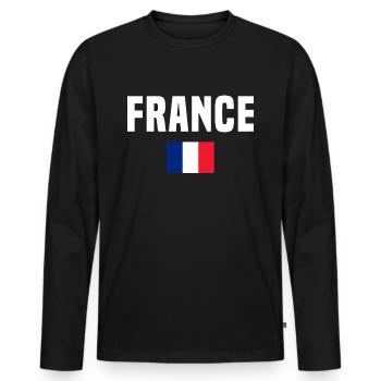France, France - T-shirt manches longues Premium bio Homme - noir - Devant - Nico (187cm)