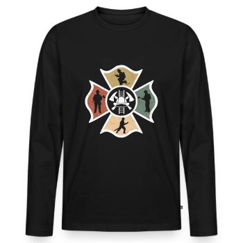 Fire Brigade Vintage pour le cadeau de pompier - T-shirt manches longues Premium bio Homme - noir - Devant - Nico (187cm)