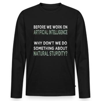 Intelligence artificielle - T-shirt manches longues Premium bio Homme - noir - Devant - Nico (187cm)