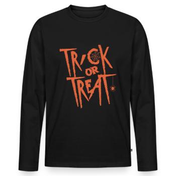 Halloween Trick or Treat Orange - Men's Premium Organic Long Sleeve Shirt - black - Front - Nico (187cm)