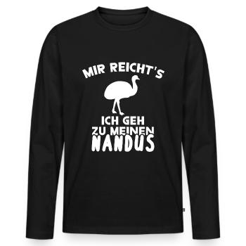 Nandu Besitzer Farm Reiten Laufvogel Geschenk - Männer Premium Bio Langarmshirt - Schwarz - Vorne - Nico (187cm)