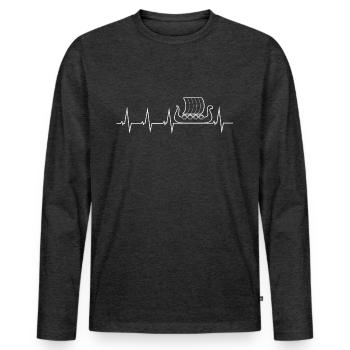 Viking - heartbeat - dragon boat - Men's Premium Organic Long Sleeve Shirt - heather anthracite - Front - Nico (187cm)