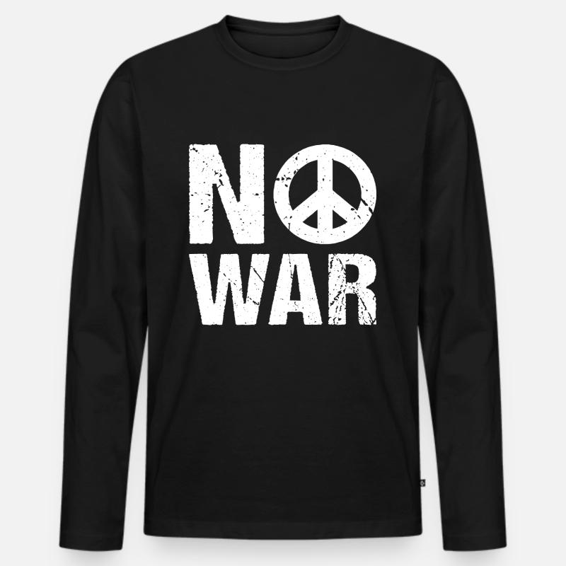 No War Frieden Peacezeichen - Männer Premium Bio Langarmshirt - Schwarz