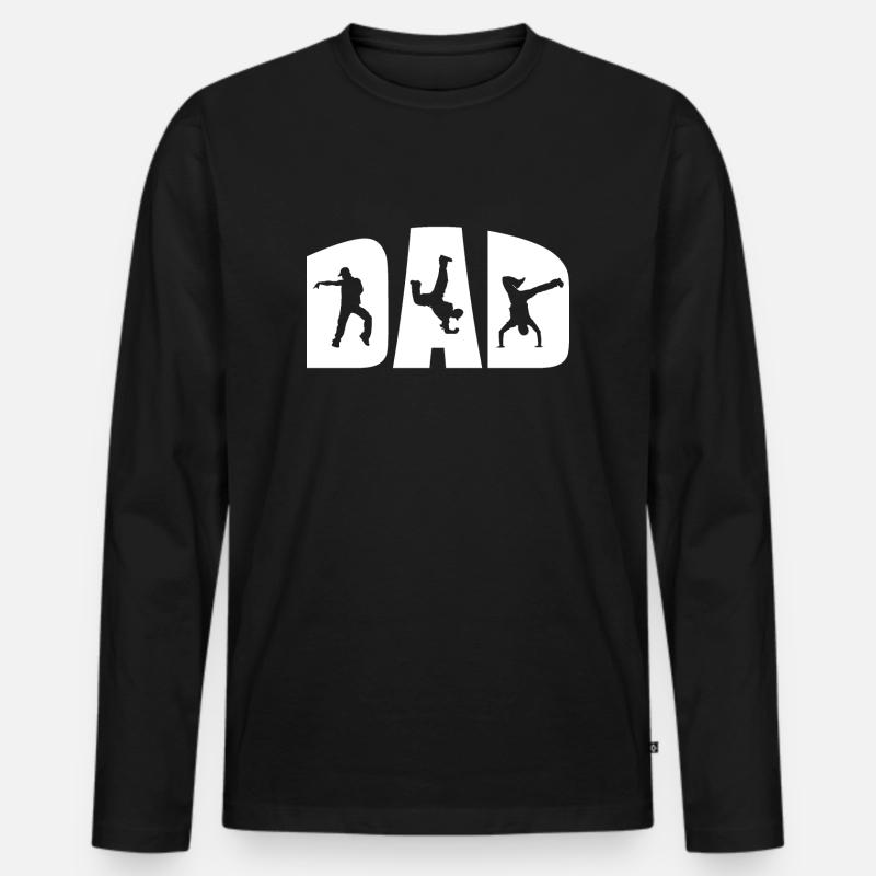 Breakdance Breakdancer Papa - Männer Premium Bio Langarmshirt - Schwarz