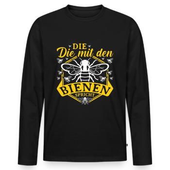 Die Mit Den Bienen Spricht Honig Imkerei Imkerin - Männer Premium Bio Langarmshirt - Schwarz - Vorne - Nico (187cm)