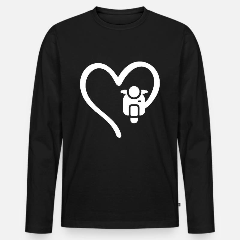 Motorroller Herz Scooter - Männer Premium Bio Langarmshirt - Schwarz