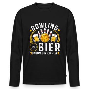 Bowling Bier Darum Bin Ich Hier Kegeln Bowling - Männer Premium Bio Langarmshirt - Schwarz - Vorne - Nico (187cm)