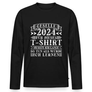 Geselle 2024 Gesellenprüfung - Männer Premium Bio Langarmshirt - Schwarz - Vorne - Nico (187cm)