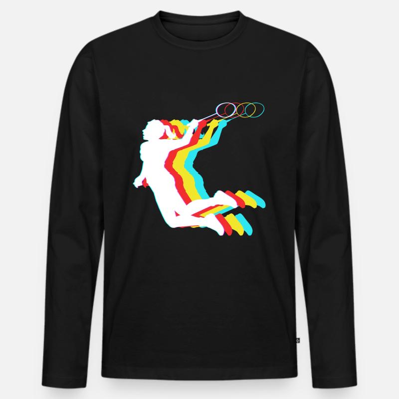 Badminton - Männer Premium Bio Langarmshirt - Schwarz