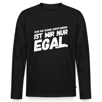 Hab ich schon verstanden, ist mir nur egal - Männer Premium Bio Langarmshirt - Schwarz - Vorne - Nico (187cm)