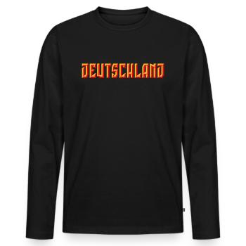 Deutschland Lettering (Relief / 3D / 2C) - Men's Premium Organic Long Sleeve Shirt - black - Front - Nico (187cm)