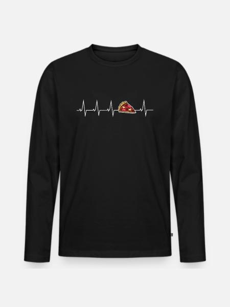 I love pizza - heartbeat - Men's Premium Organic Long Sleeve Shirt - black