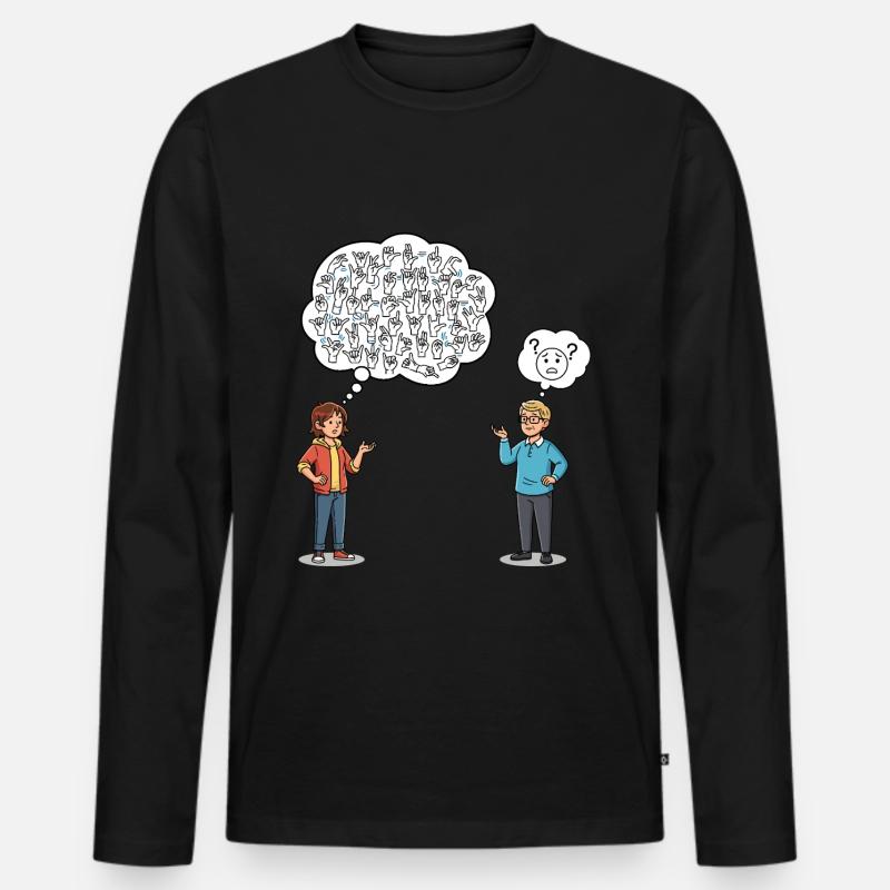Zeichensprache: Missverständnisse inklusive ! - Männer Premium Bio Langarmshirt - Schwarz