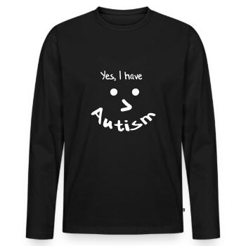 Autist und stolz! Lustig Fröhlich Autismus Smile - Männer Premium Bio Langarmshirt - Schwarz - Vorne - Nico (187cm)