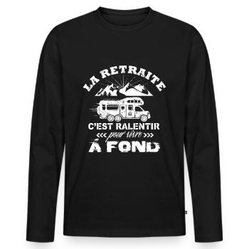 retraite camping car cadeau humour - T-shirt manches longues Premium bio Homme - noir - Devant - Nico (187cm)