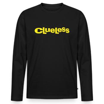 Clueless Klassisches Logo - Männer Premium Bio Langarmshirt - Schwarz - Vorne - Nico (187cm)