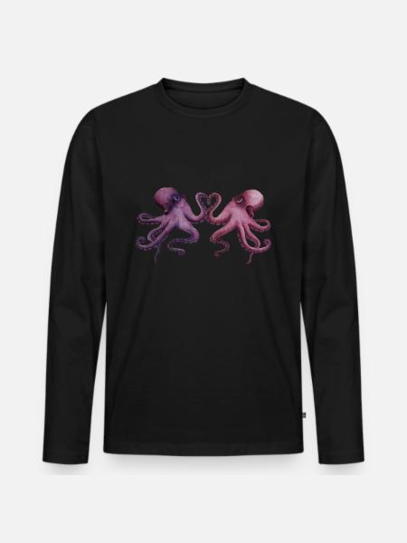 Octopuses in love Valentine's Day - Men's Premium Organic Long Sleeve Shirt - black
