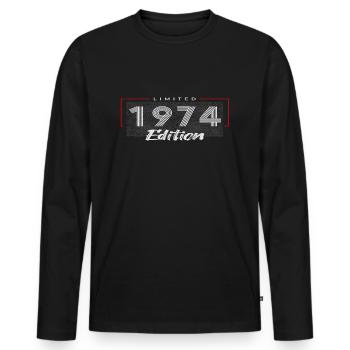 50th Birthday 1974 Limited Edition - Men's Premium Organic Long Sleeve Shirt - black - Front - Nico (187cm)